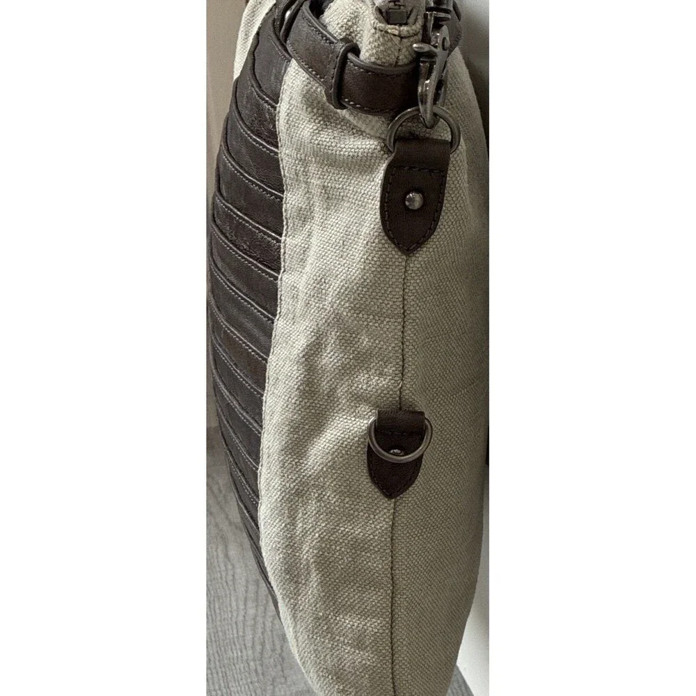 Joe's Jeans Beige/Brown Colorblock Crossbody Bag Zip Adjustable Strap Pockets